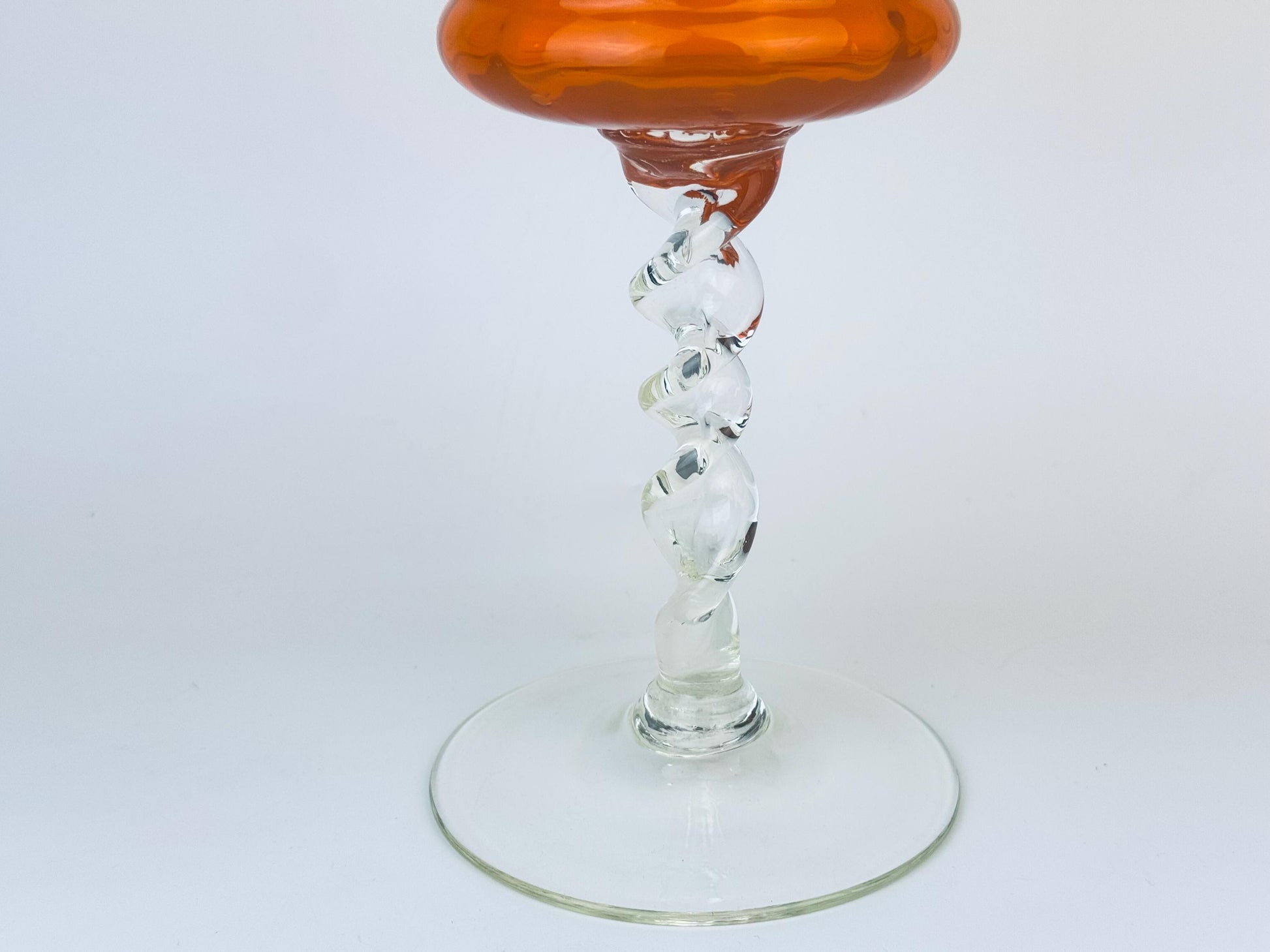 Product image for 'vintage orange italian empoli art glass twisted glass vase bowl' (view 0512fa)