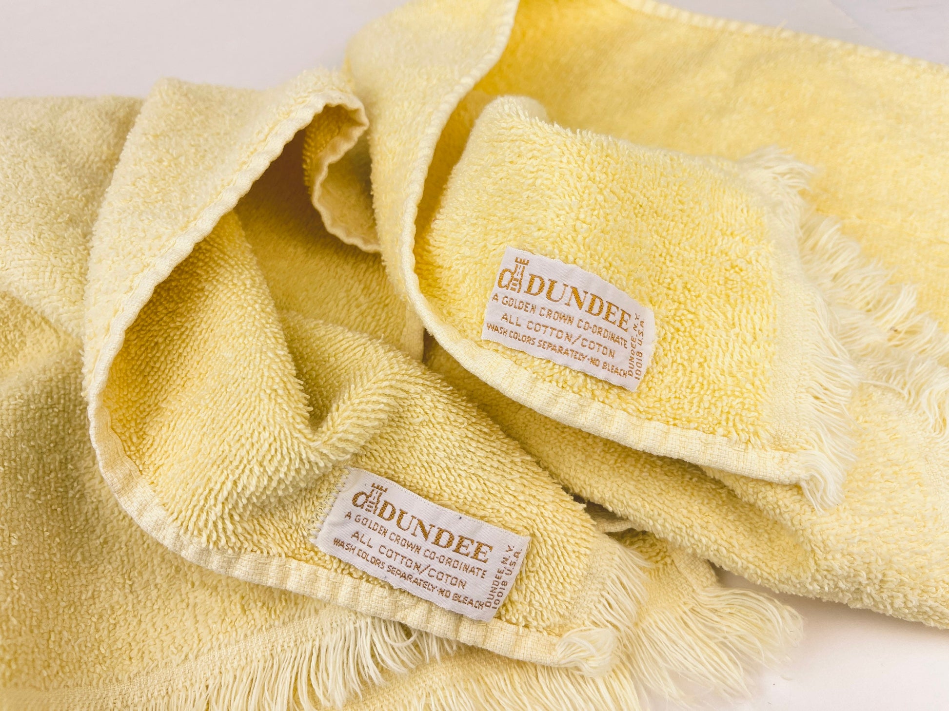 Product image for 'vintage yellow fringe hand towels set of two 2 all cotton made in usa' (view 146ec7)