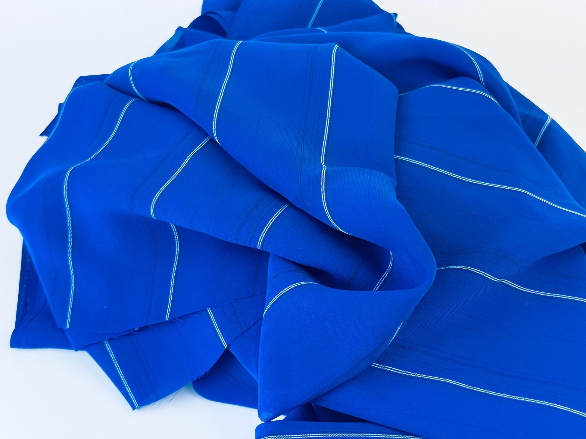 Product image for 'vintage blue white smooth polyester fabric 44 x 124' (view b65549)