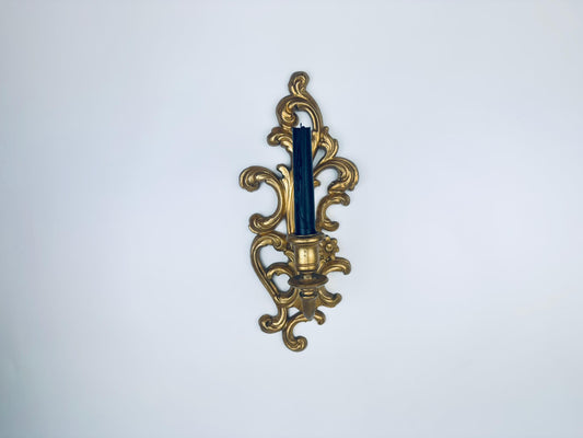 Product image for 'vintage gold wall candle sconce 1960s ornate scroll baroque style made in usa hollywood regency decor' (view 098266)