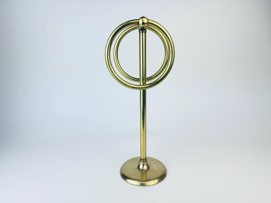 Product image for 'vintage brass tabletop dual ring towel hanger aged metal patina' (view 7203cb)