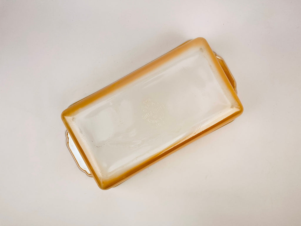Product image for 'vintage fire king peach lustreware loaf dish 409 1 qt capacity made in usa' (view b62849)