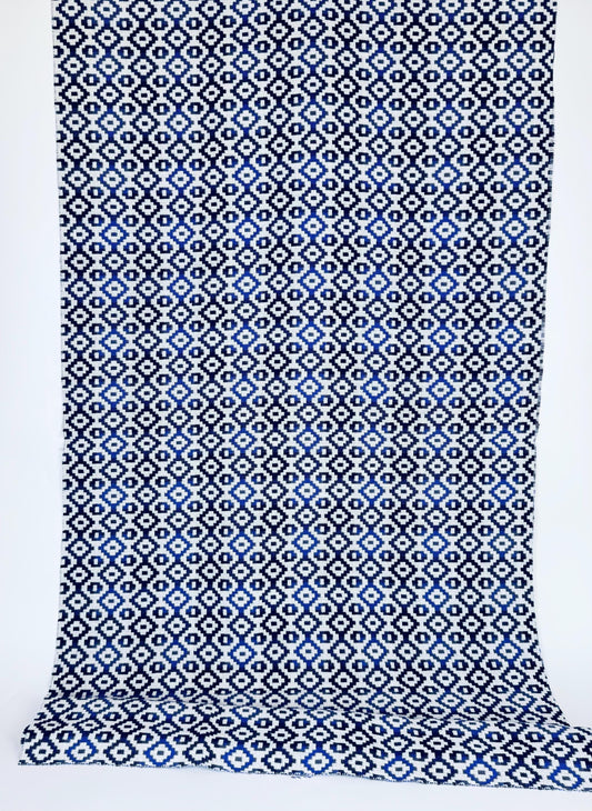 Vintage Purple + White Geometric Thick Woven Jacquard Fabric - 27" x 55"