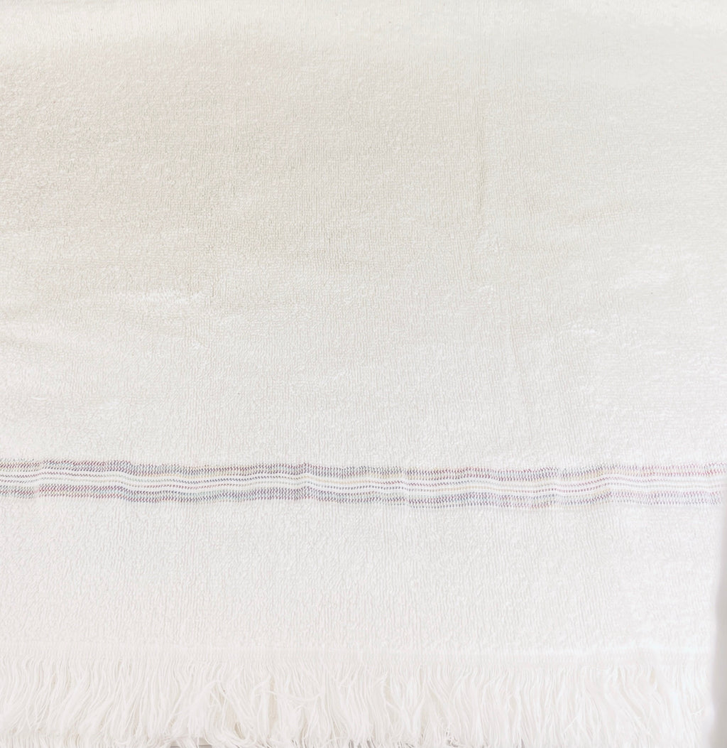 Product image for 'vintage cannon fringe rectangular bath towel pastel ribbon stripe pattern cotton polyester blend made in usa sold separately' (view 9c6e3d)