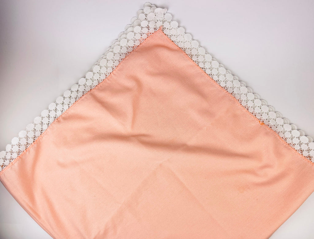 Product image for 'vintage pink white lace edge square tablecloth' (view c0b863)