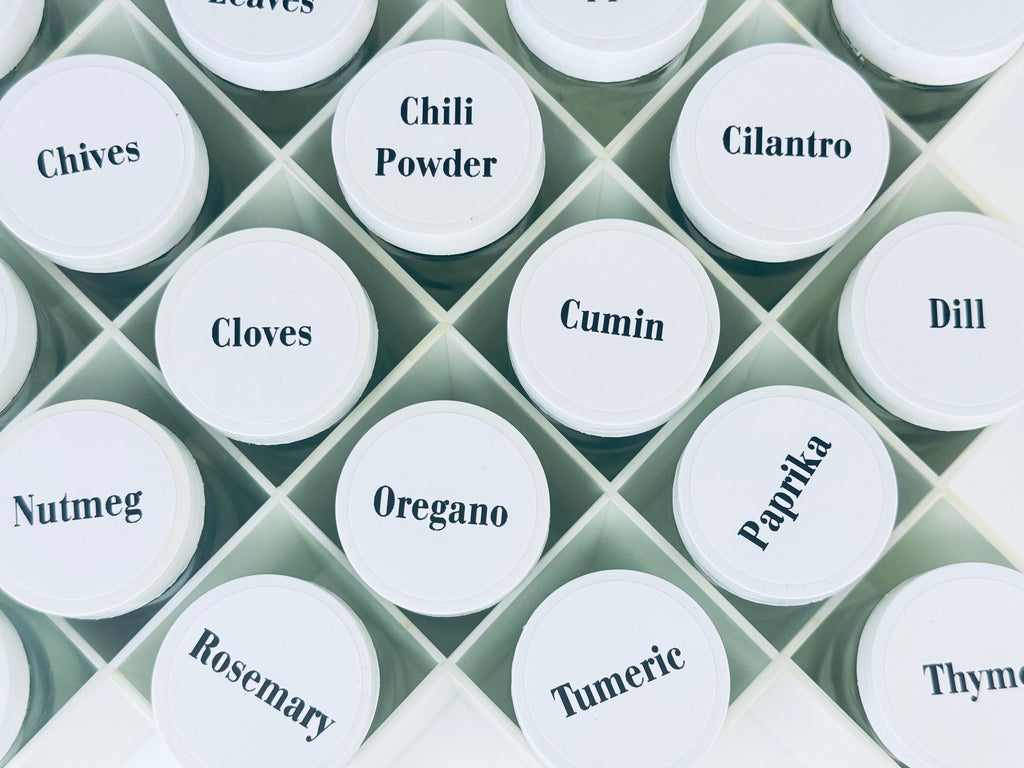 Product image for 'vintage white plastic copco modular wall spice rack designed by lubge randel set of eighteen 18' (view 92e05d)