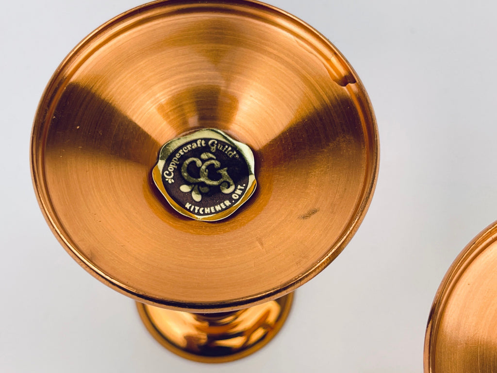 Product image for 'vintage copper brass candlestick holders attractive aged metal patina set of two 2 coppercraft guild' (view 1e0fdf)