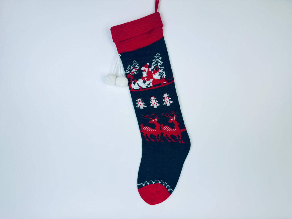 Product image for 'vintage christmas knit stocking striped santa sleigh pattern new old stock nos made in taiwan sold separately' (view 2f8590)