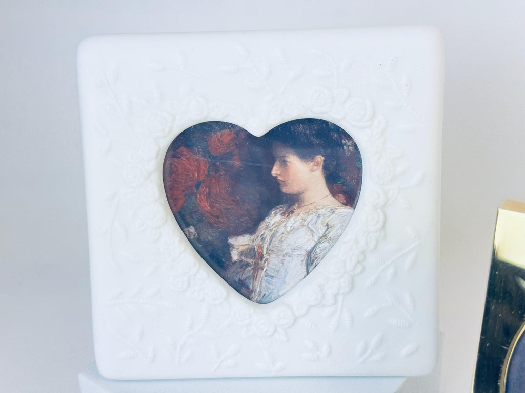 Product image for 'vintage brass white ceramic floral heart shaped tabletop picture frames sold separately' (view 36f898)