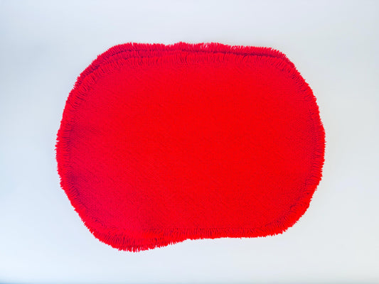 Product image for 'vintage red oval fringe place mats set of six 6' (view cc1348)