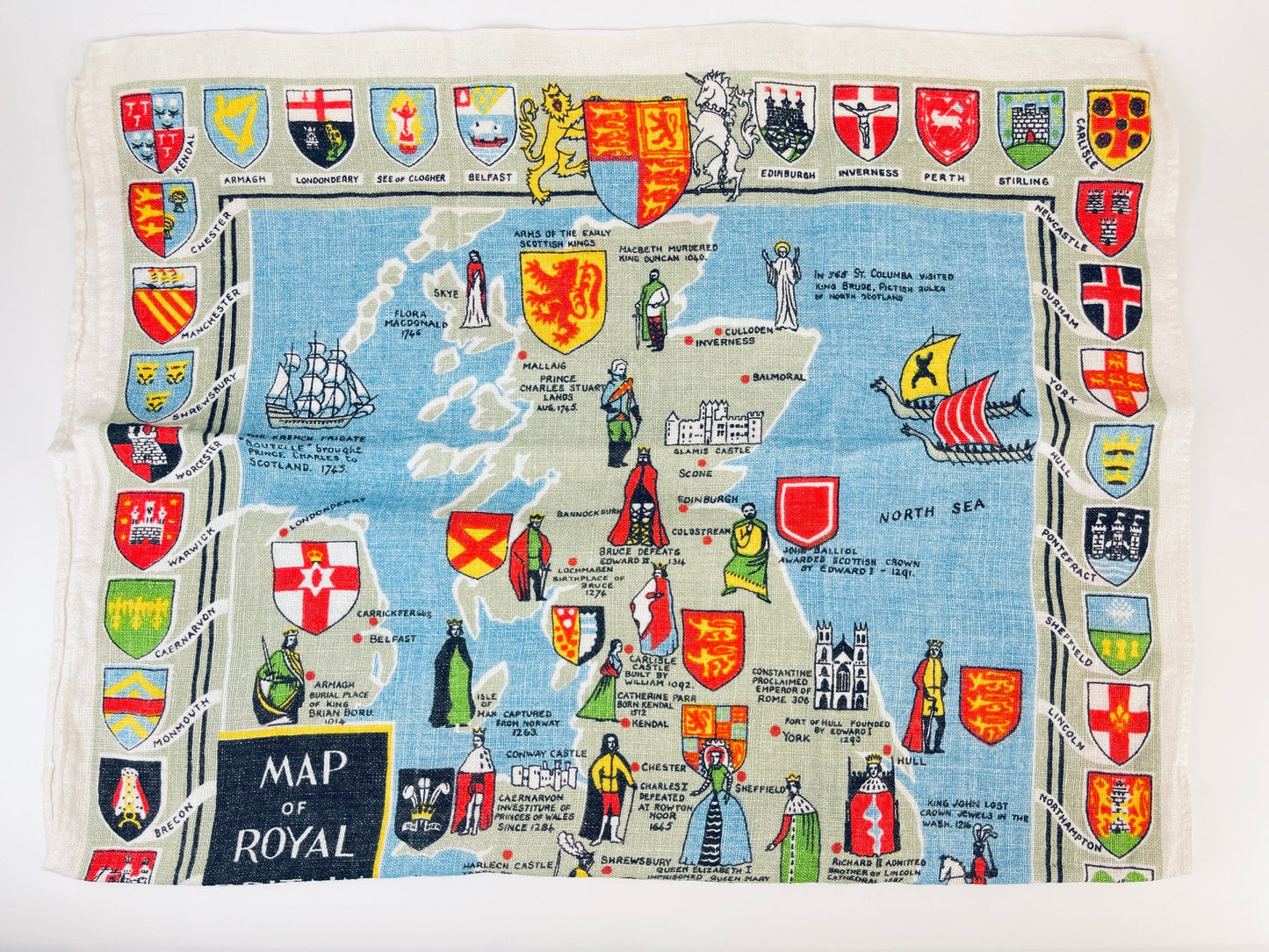 Product image for 'vintage map of royal britain tea towel all pure linen made in ireland' (view 5dc041)