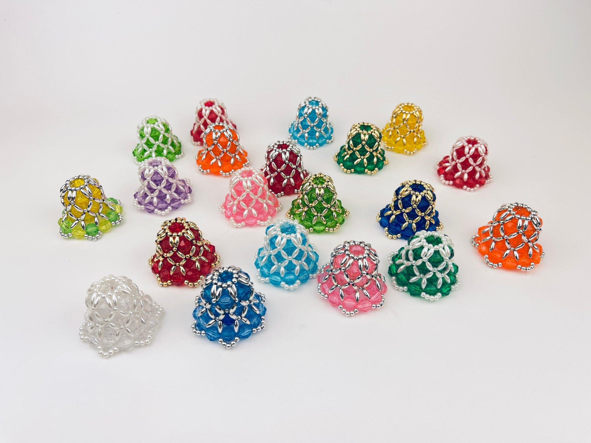 Product image for 'vintage handmade beaded bell christmas light reflectors various colours sold individually' (view 8b3b47)