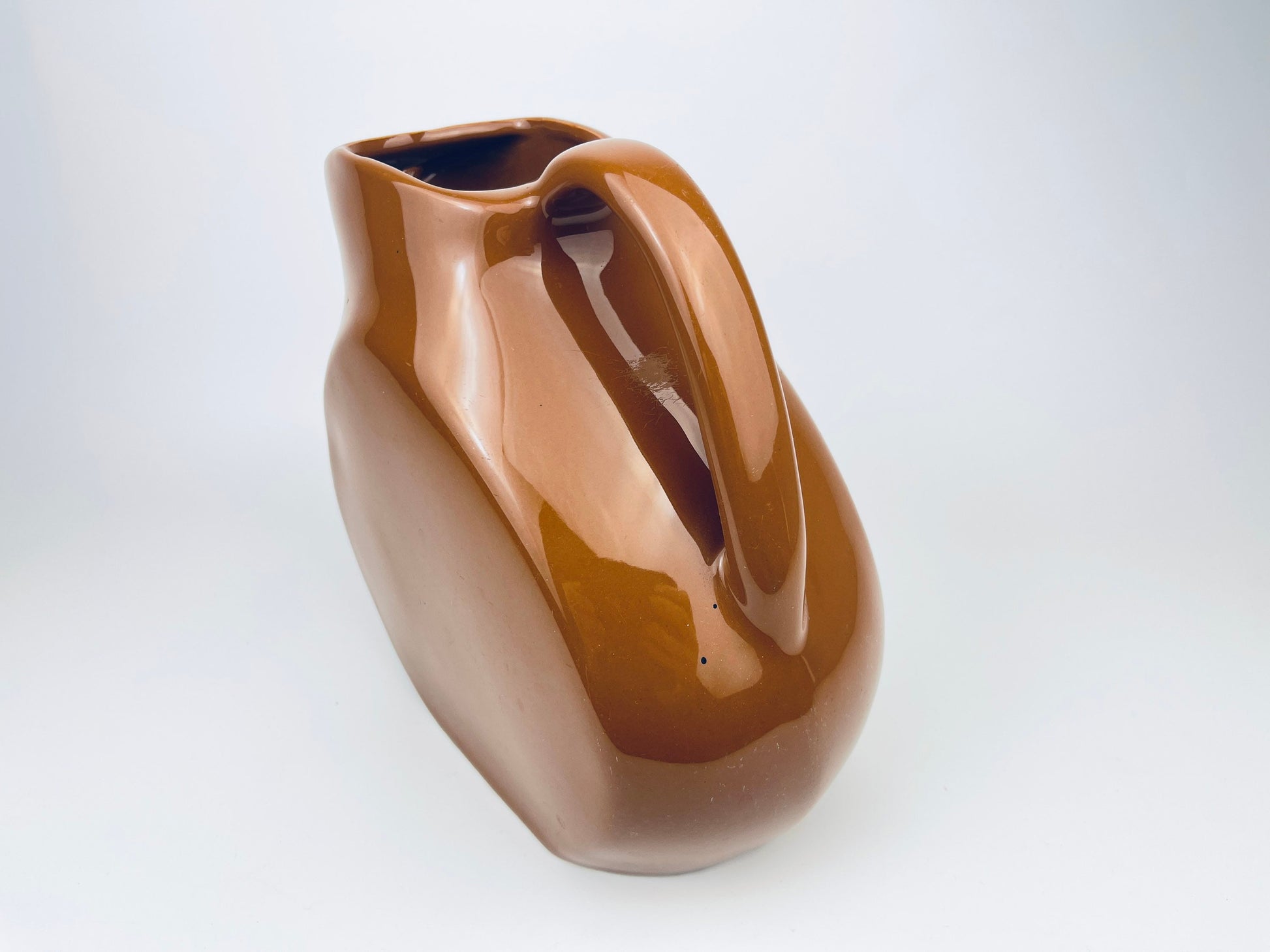 Product image for 'vintage chefsware slanted tilted brown ceramic jug made in usa 193' (view 07accd)
