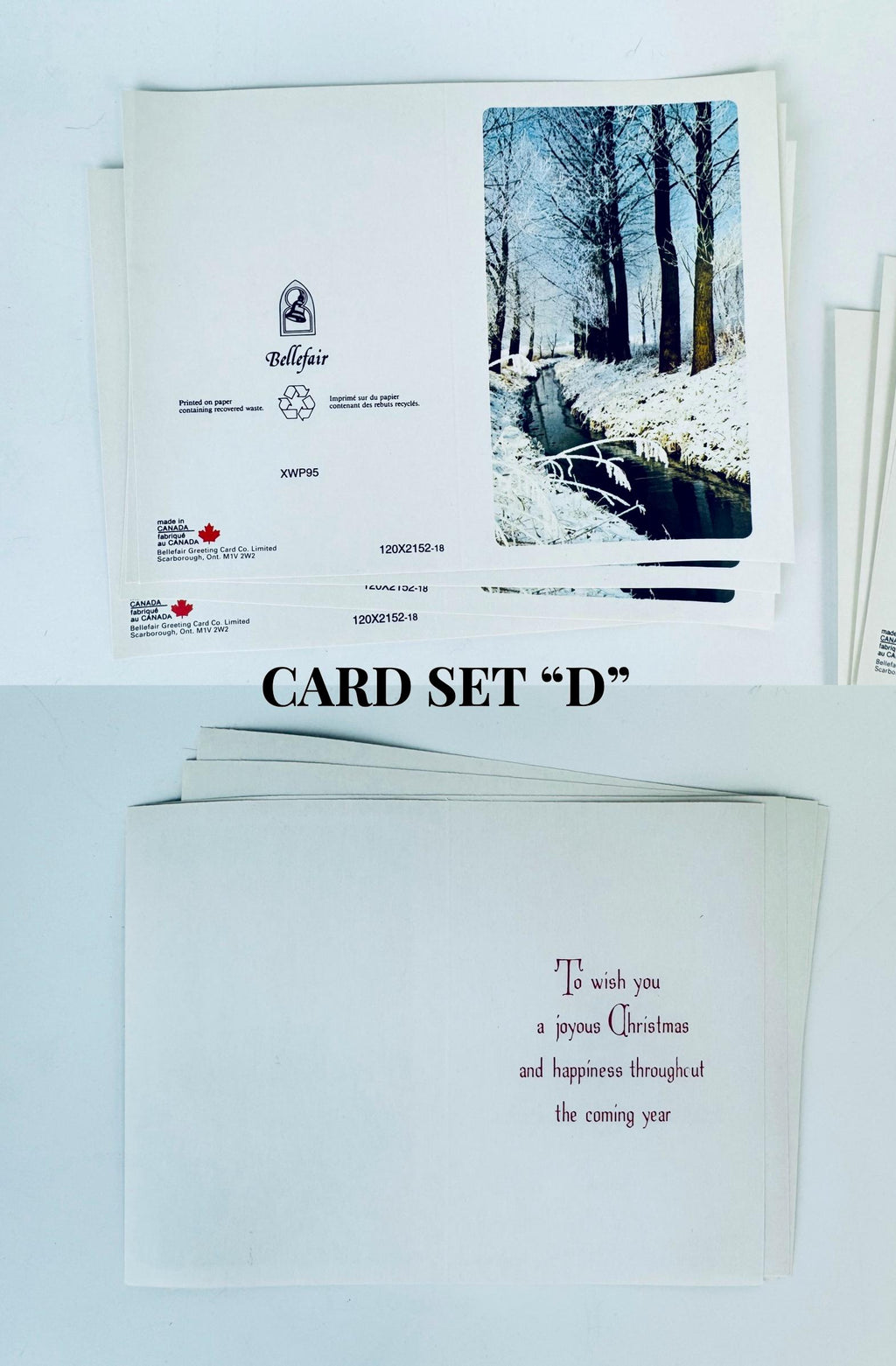 Product image for 'vintage bellefair christmas cards seasonal cards envelopes made in canada new old stock nos winter scene christmas bells' (view 52a83d)