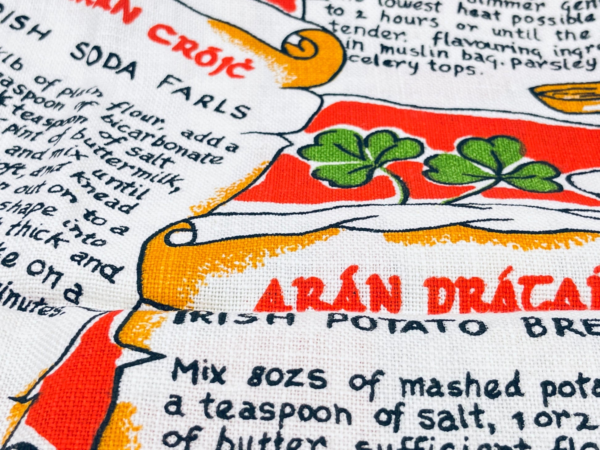 Product image for 'vintage 1970s irish linen tea towel traditional recipes print made in ireland' (view 3ab1a3)