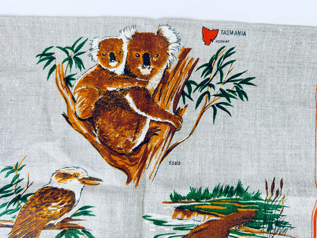 Product image for 'vintage australia fauna souvenir pure linen tea towel statement towel designed in australia by heil' (view 4ba4ae)