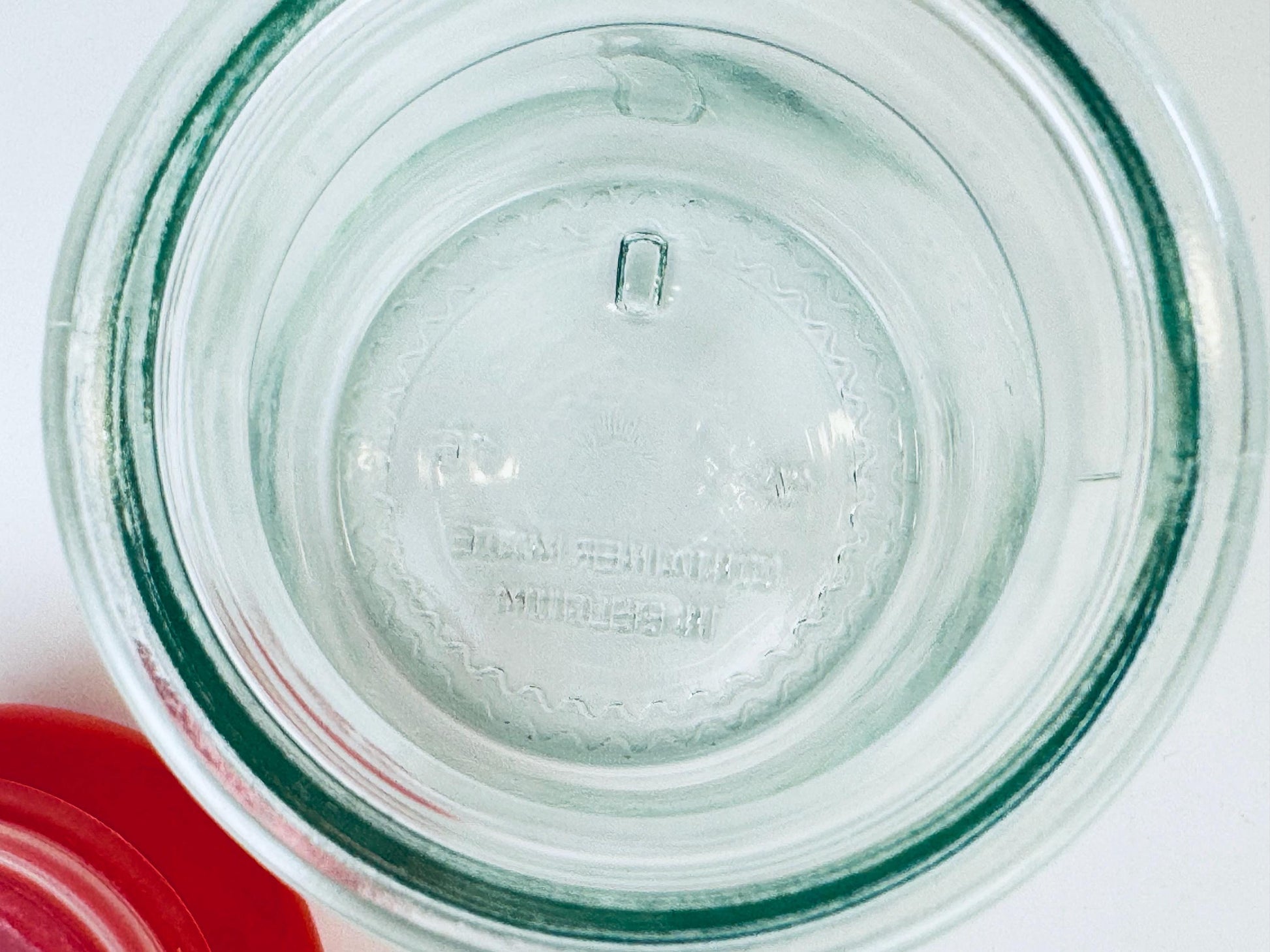 Product image for 'vintage bright red glass lid apothecary airtight glass jar made in belgium' (view 4e5702)