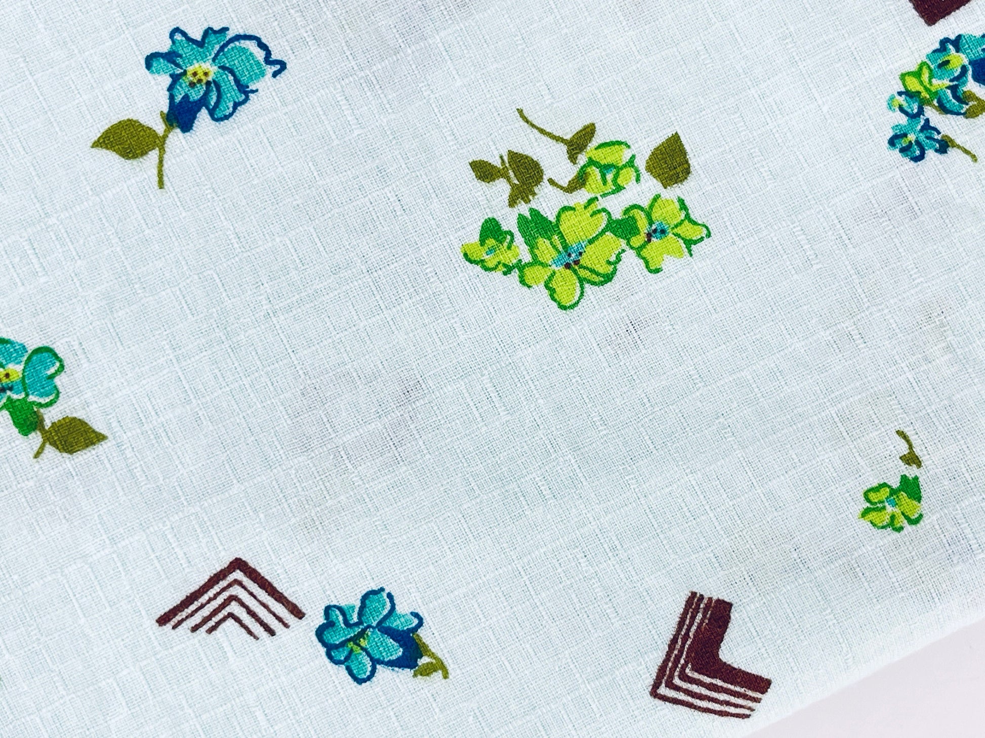 Product image for 'vintage mint green brown floral lightly textured fabric material 41 x 61' (view bef0db)