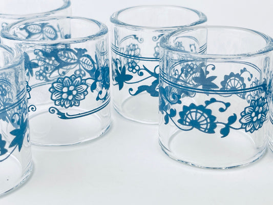 Product image for 'vintage pyrex old town blue compatibles glass napkin ring set set of six 6 corning glass works' (view abe94c)
