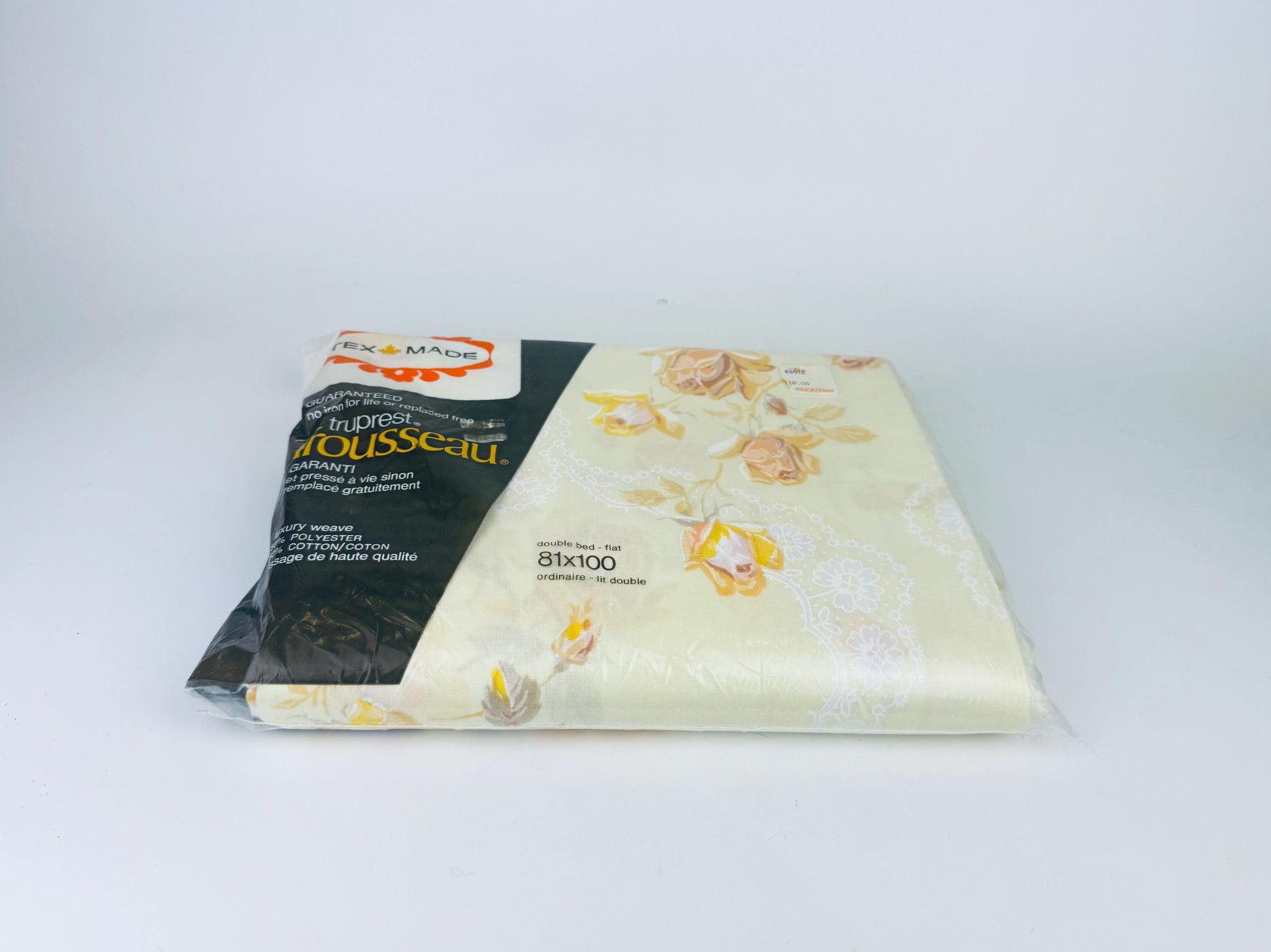 Product image for 'vintage tex made twin double floral sheet made in canada new old stock' (view e5750e)