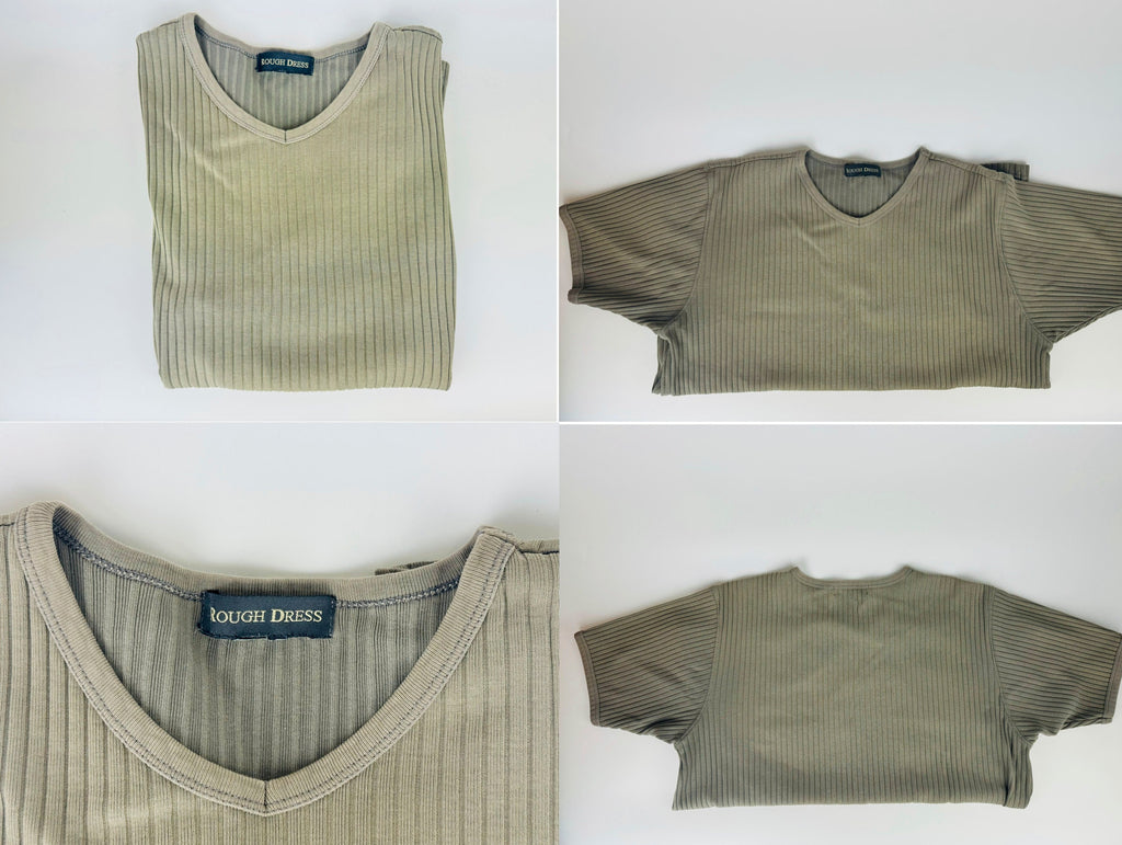 Product image for 'vintage 1990s 100 ribbed cotton short sleeve shirts black grey made in canada by rough dress sold separately' (view a7cbb2)