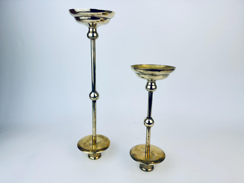 Product image for 'vintage brass candlestick holders art deco revival postmodern pair' (view f96614)