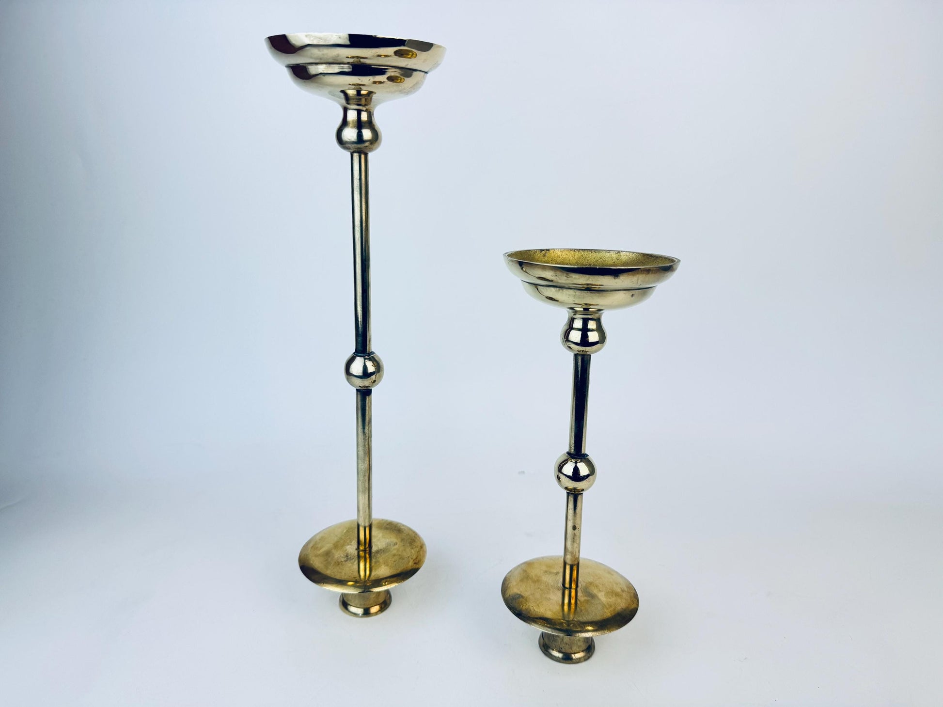 Product image for 'vintage brass candlestick holders art deco revival postmodern pair' (view f96614)