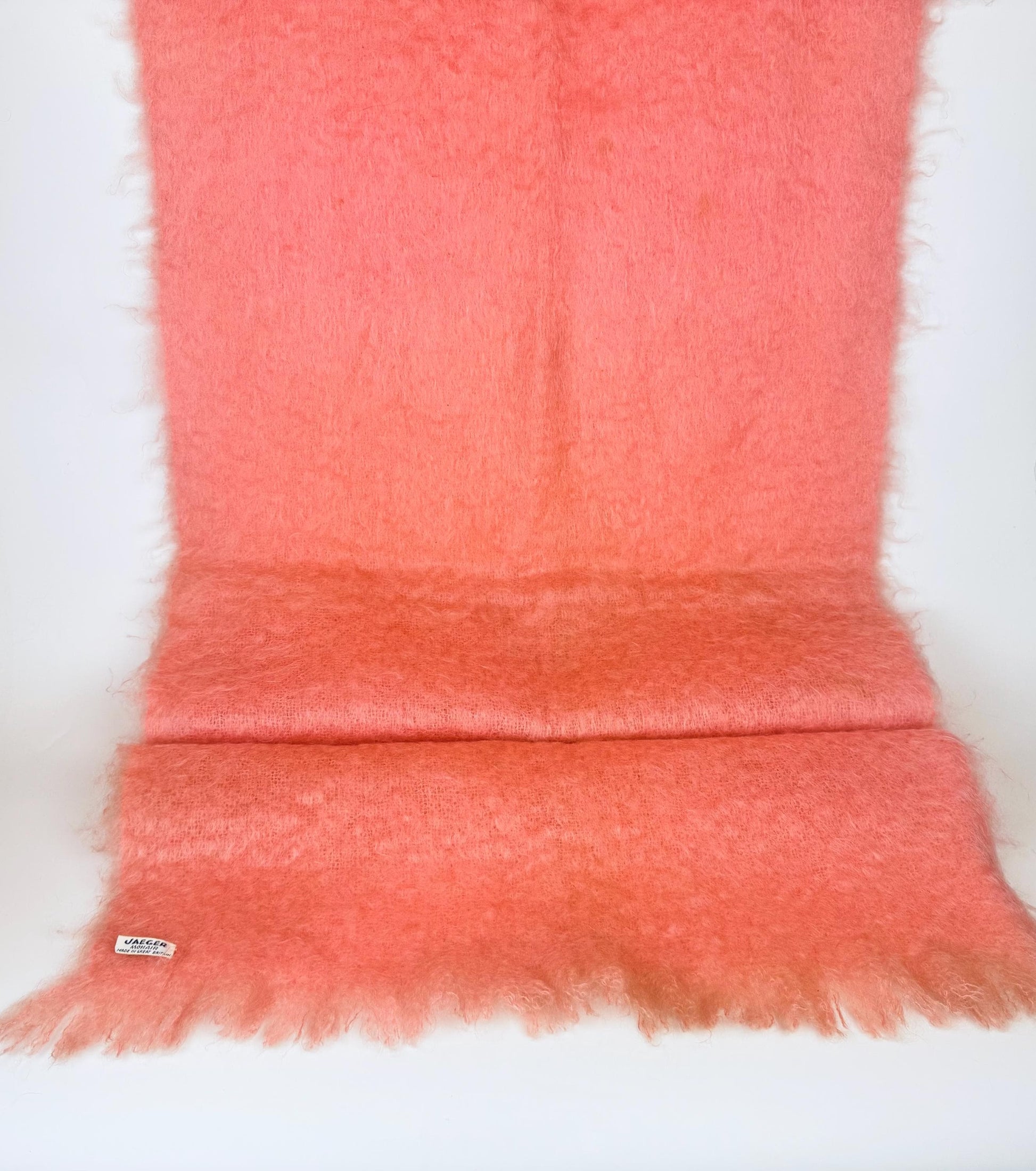 Product image for 'vintage jaeger pink mohair wool fringe throw made in great britain' (view 85e31a)