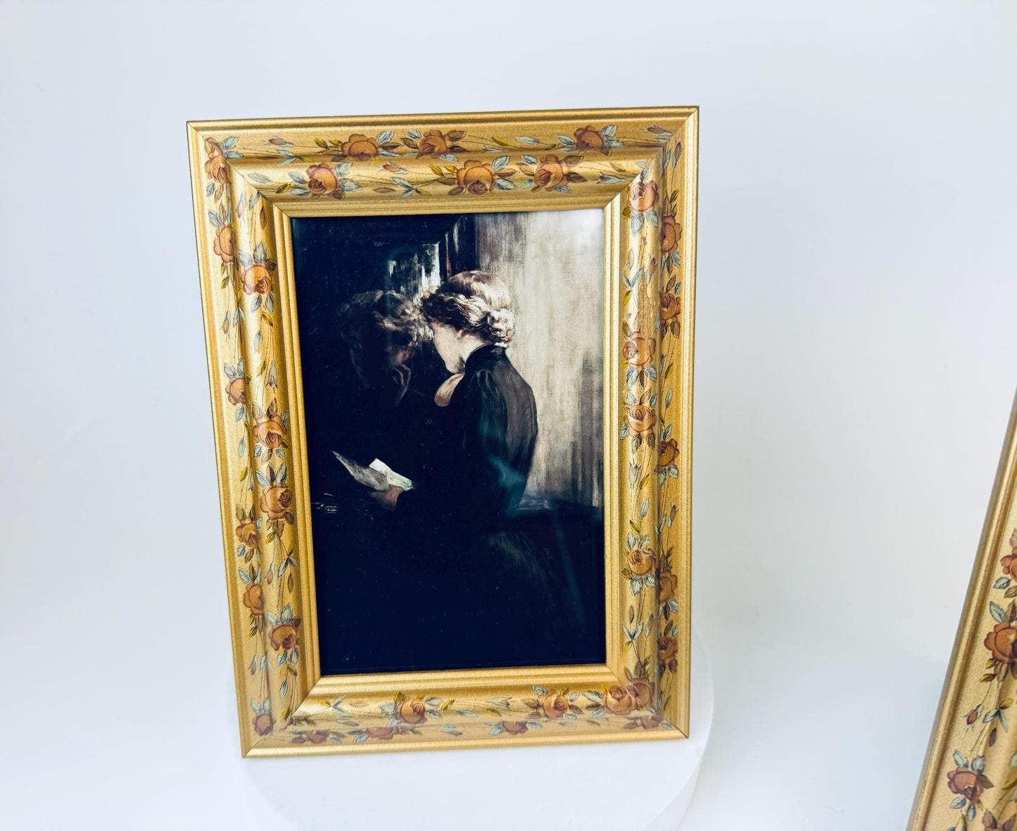 Product image for 'vintage floral rose painted gold solid wood tabletop picture frames 4 x 6 sold separately' (view bf9e6b)