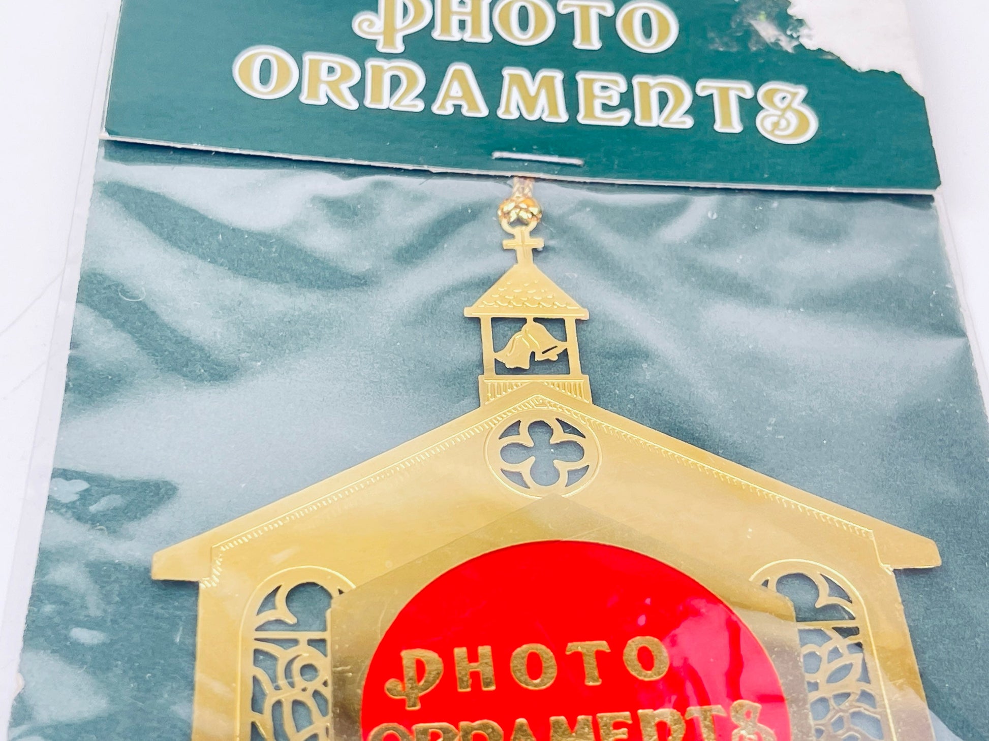 Product image for 'vintage solid brass christmas photo ornament church chapel' (view 266338)
