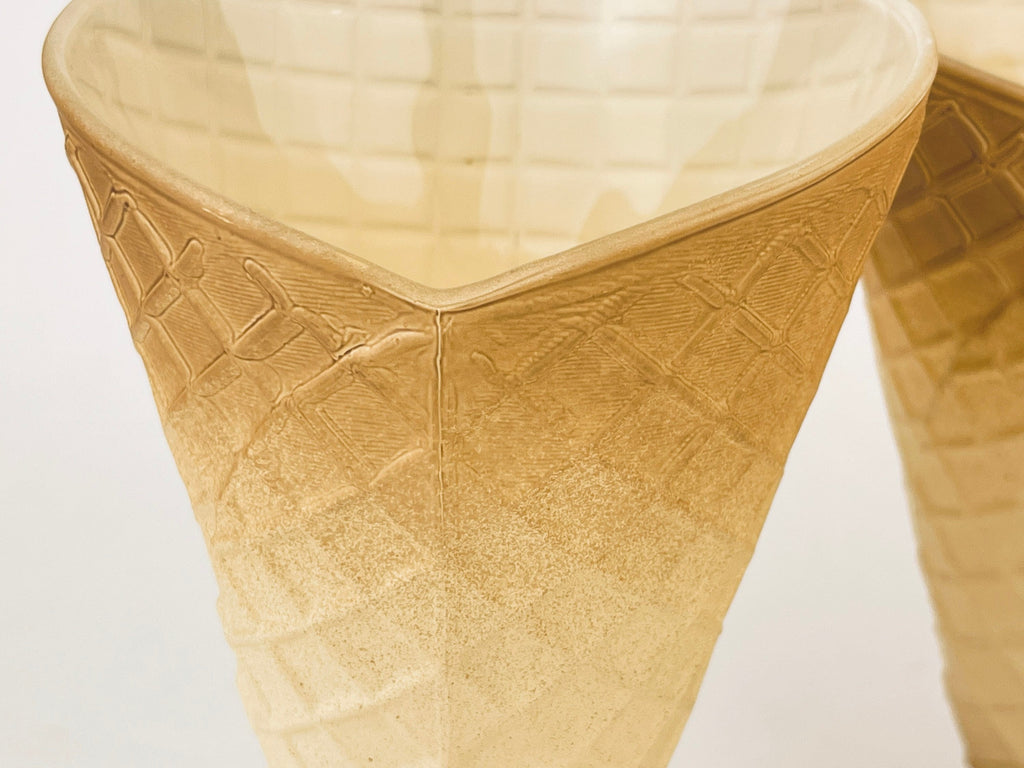 Product image for 'vintage waffle cone glass dessert cups set of three 3 made in italy' (view a61d4a)