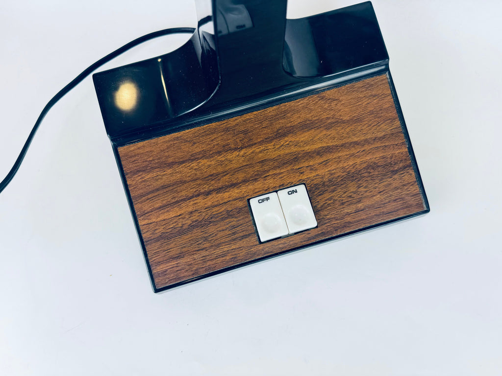 Product image for 'vintage task study table lamp flexible silver metal gooseneck faux wood design base' (view d8b2e4)