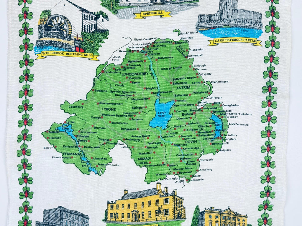 Product image for 'vintage pure irish linen northern ireland map tea towel ulster weavers made in ireland' (view efccc9)