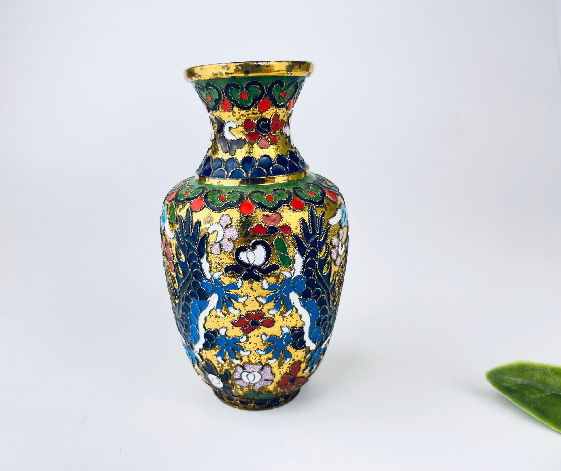 Product image for 'vintage small brass cloisonne vase chinese dragon pattern attractive aged patina' (view 2ab479)