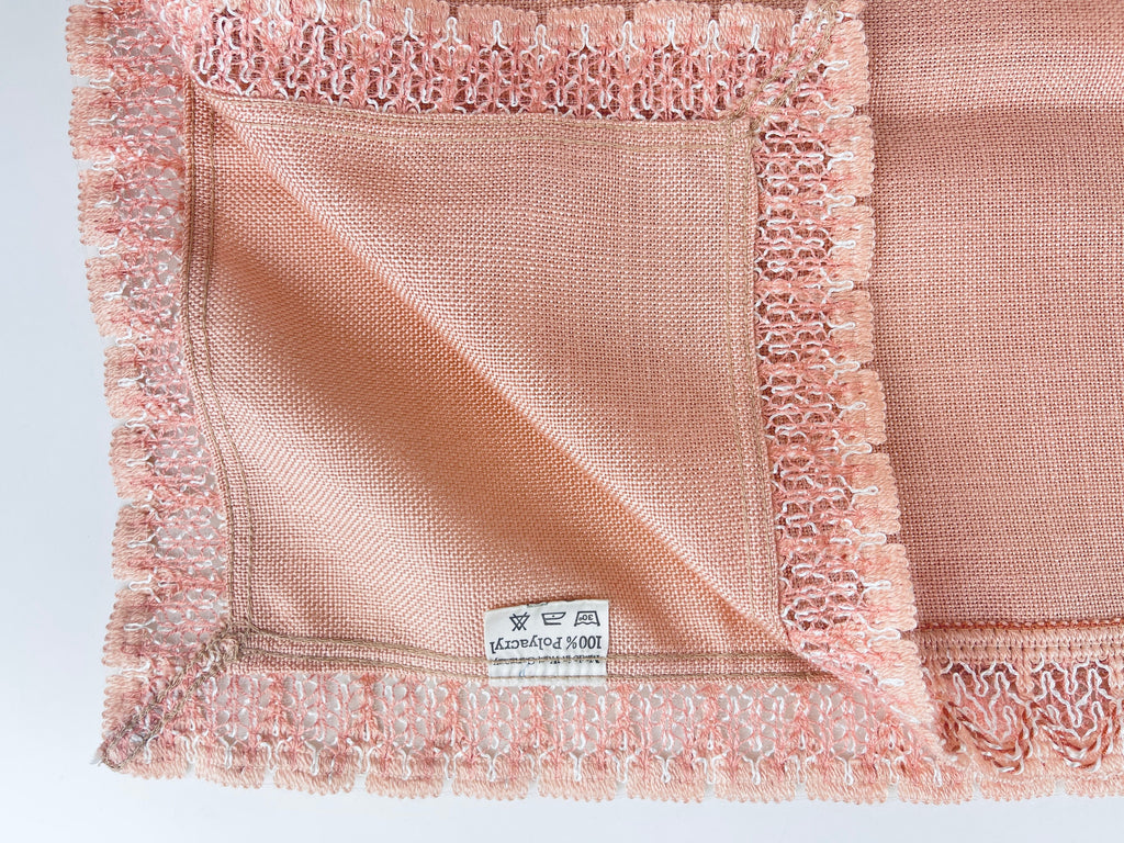 Product image for 'vintage light pink square tablecloth 30 x 31 made in western germany 100 polyacryl' (view 2ed3aa)