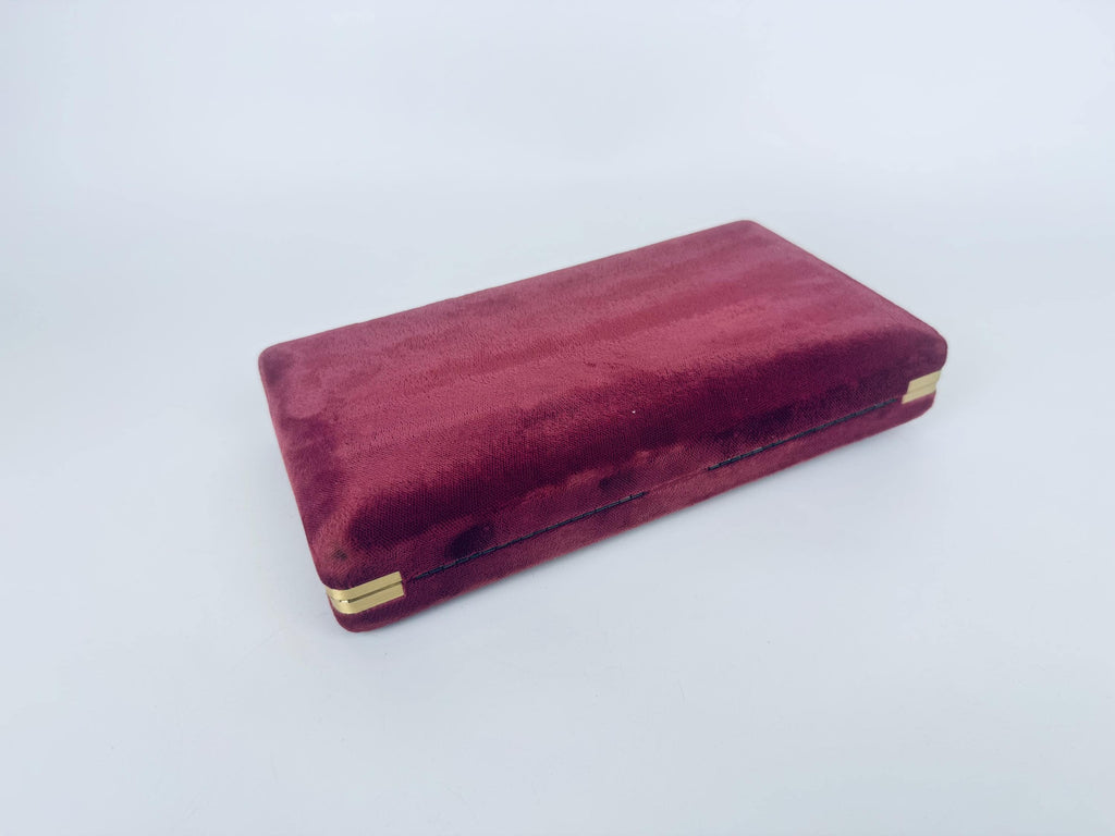 Product image for 'vintage 1980s mauve crushed velvet jewellery travel box with mirror' (view dd5369)