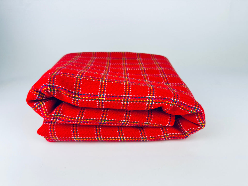 Product image for 'vintage bright red thick woven striped jacquard polyester fabric 50 x 59' (view c1cf11)