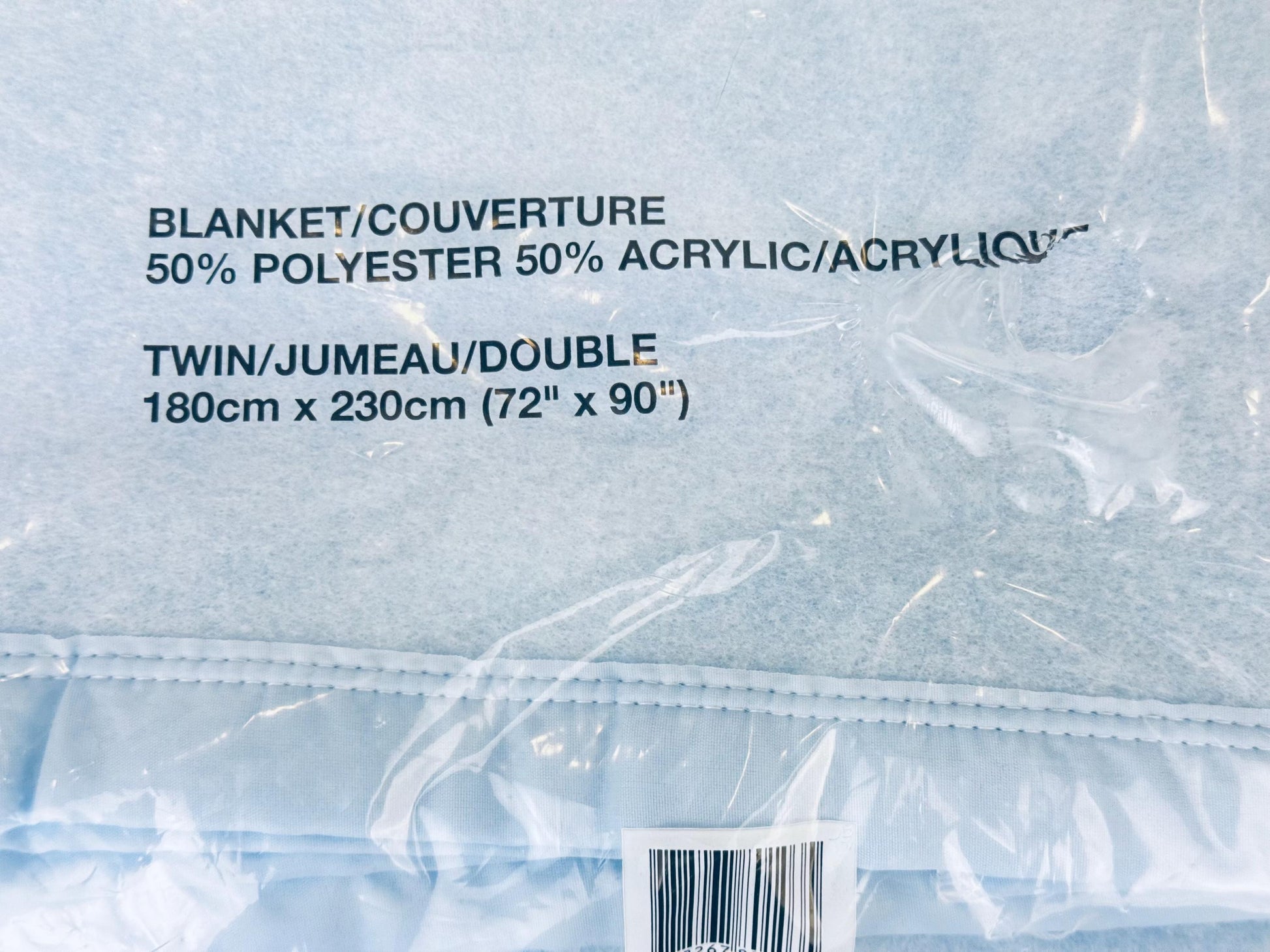 Product image for 'vintage arctic blue twin blanket satin ribbon trim new old stock nos made in canada by esmond' (view c86374)