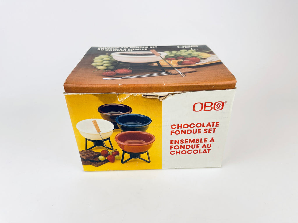Product image for 'vintage obo cranberry ceramic chocolate fondue set new old stock nos' (view d96638)