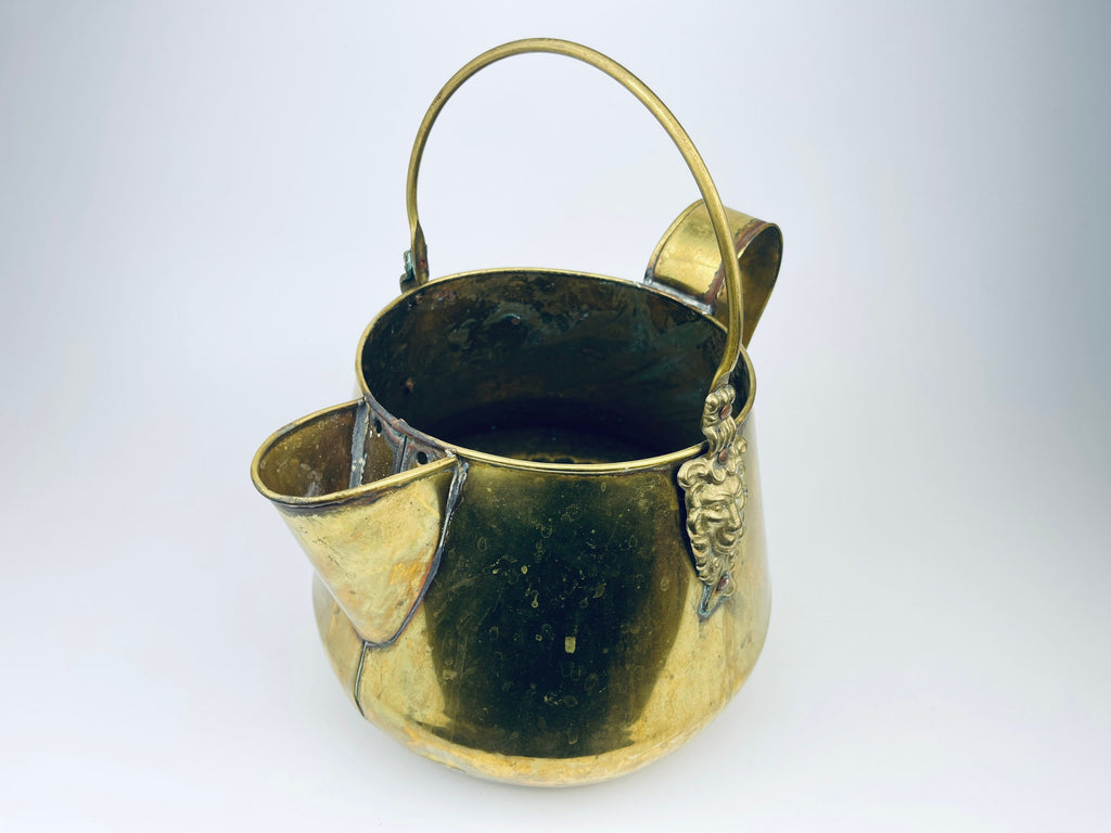 Product image for 'vintage brass lion watering can pot attractive aged metal patina' (view 0eb592)