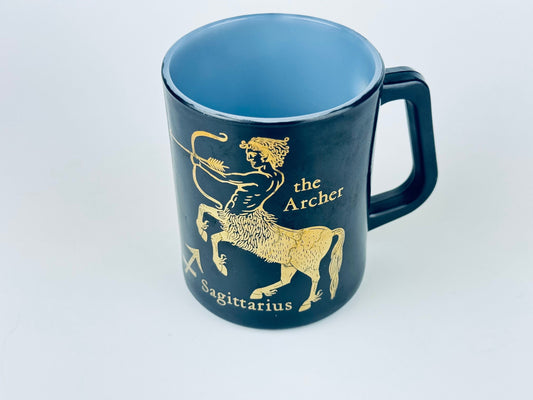 Product image for 'vintage sagittarius the archer zodiac black gold federal milk coffee glass mug astrological centaur gift' (view 3057c7)