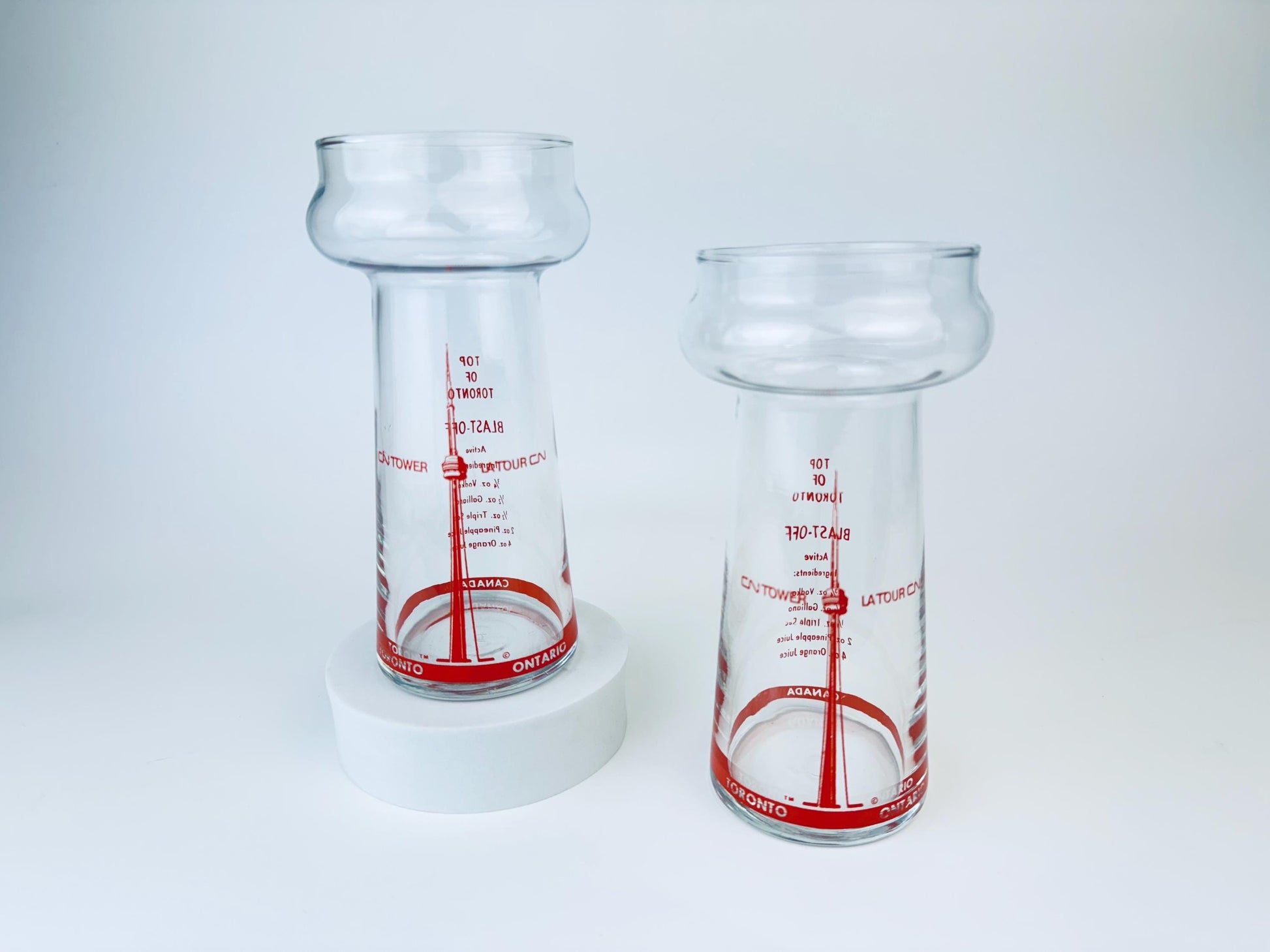 Product image for 'vintage cn tower toronto ontario canada souvenir glassware top of toronto blast off recipe barware dominion glassware made in canada' (view 000f29)