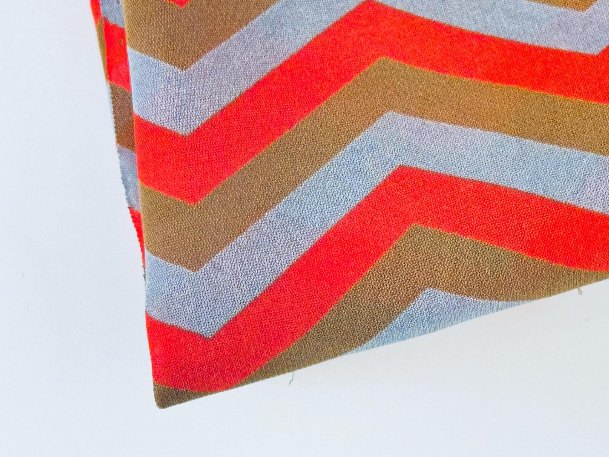 Product image for 'vintage orange brown grey semi sheer chevron print polyester fabric 45 x 62' (view fde1c8)