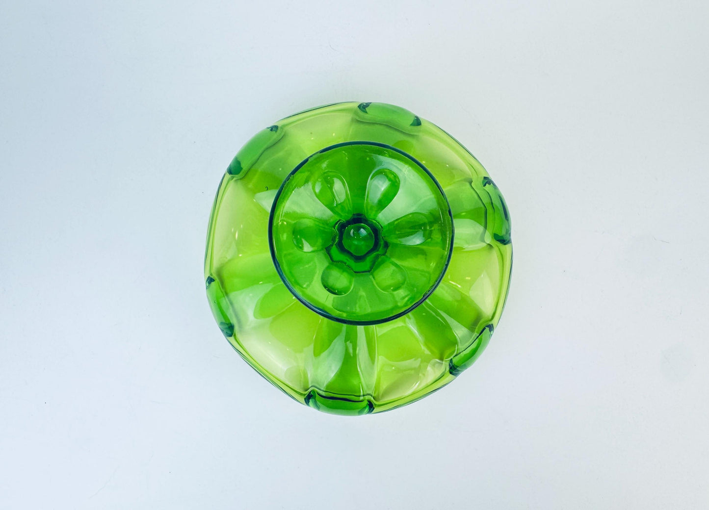 Product image for 'vintage viking epic glass green six petal crimped compote mid century modern art glass bowl' (view 85dee5)