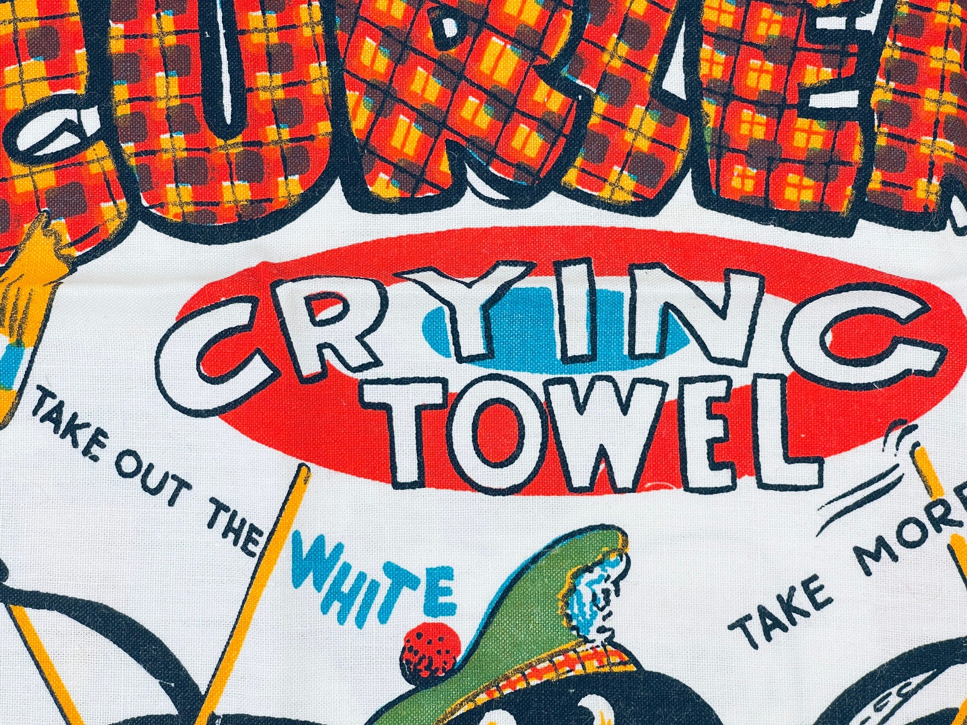Product image for 'vintage curlers crying tea towel excellent curlers gift' (view 5fc3c4)