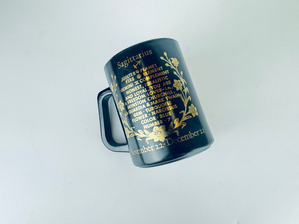 Product image for 'vintage sagittarius the archer zodiac black gold federal milk coffee glass mug astrological centaur gift' (view 49892f)