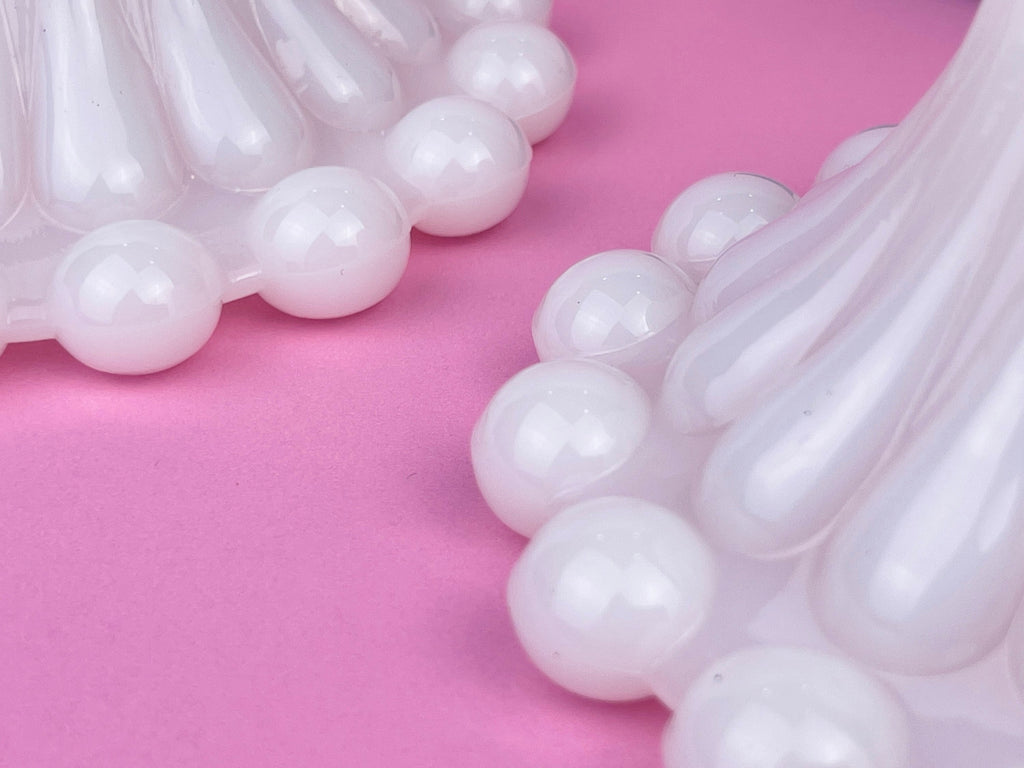 Product image for 'vintage milk glass boopie bubble bottom candleholders set of two 2' (view 89b995)