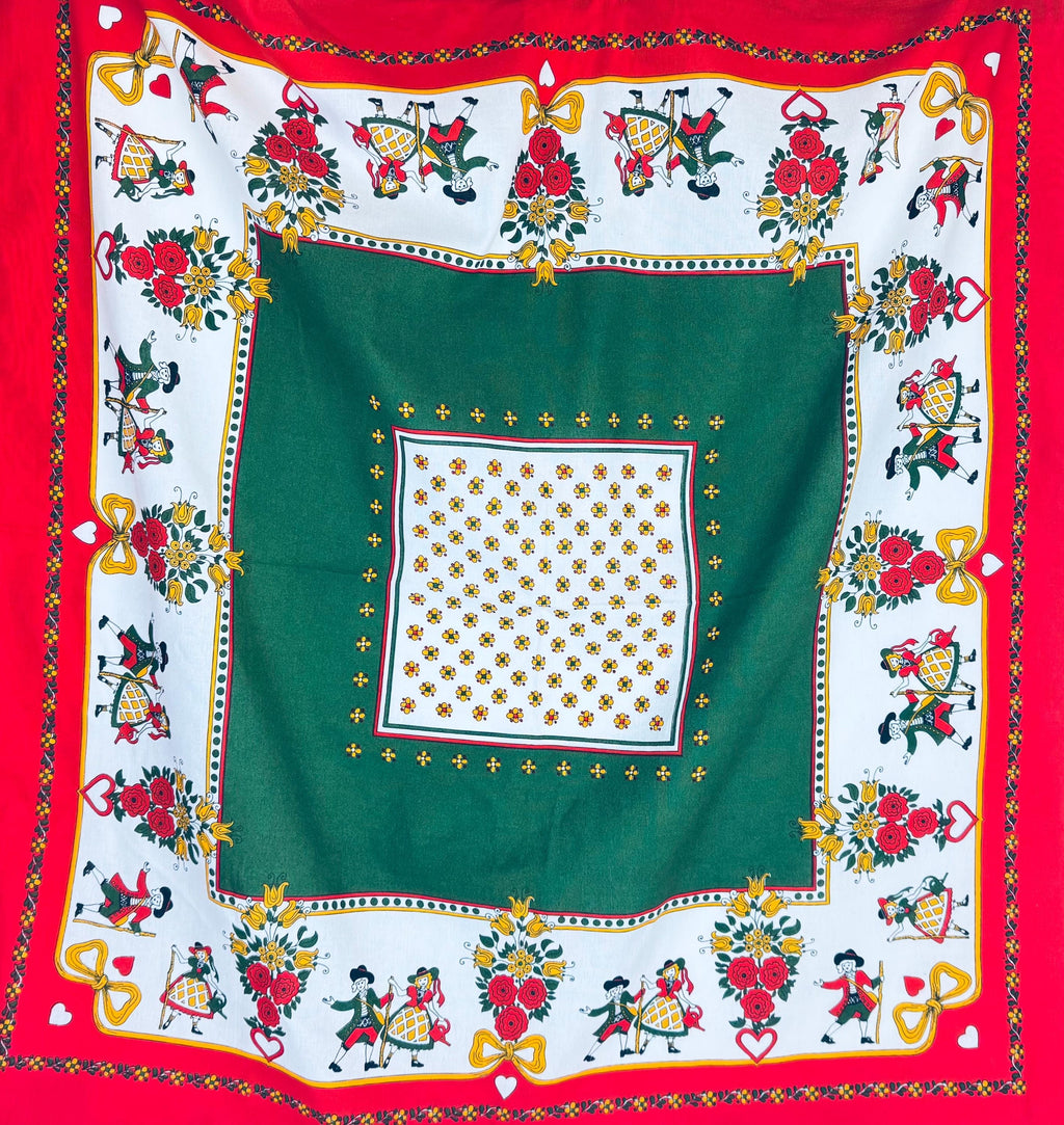 Product image for 'vintage folk art floral print edge square table cloth 40 x 40' (view 27b46c)