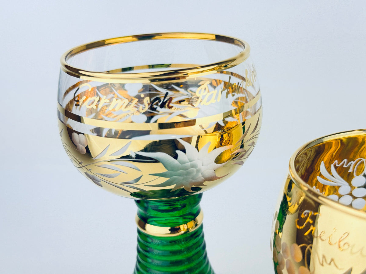 Product image for 'vintage german souvenir roemer green beehive stemmed barware glass sold separately' (view 38558f)