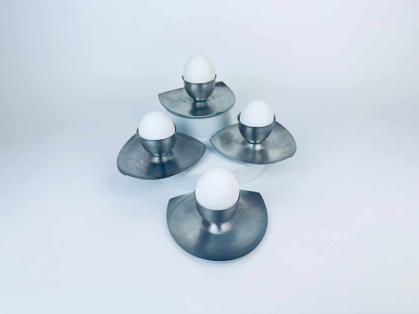 Product image for 'vintage mcm stainless steel egg holders set of four 4' (view 1272f2)